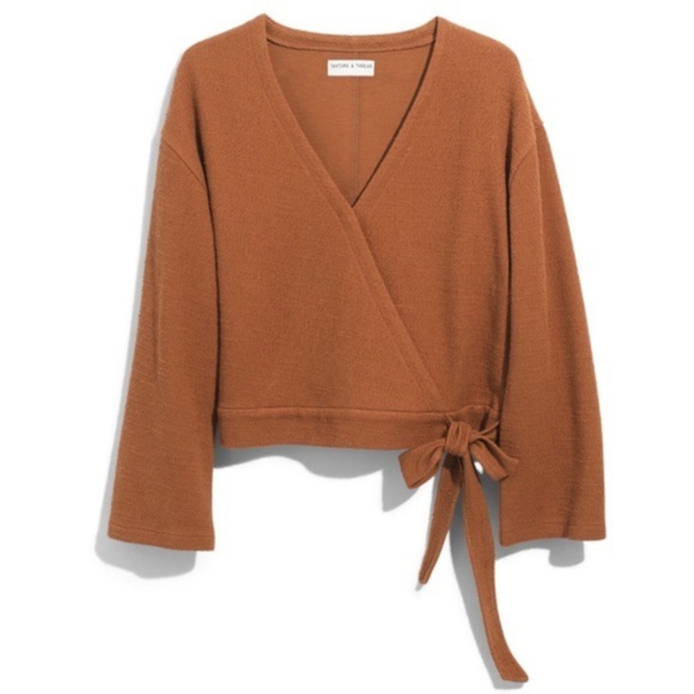 Madewell Texture & Thread Crop Wrap 3/4 Sleeve Top